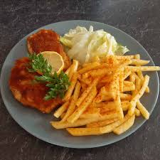 Image result for schnitzel mit pommes