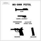 M9 Pistol, Blueprints, Posters, Mouse Pads, Coffee Mugs