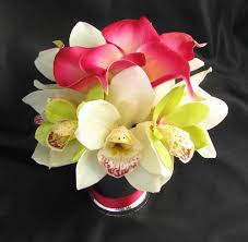 Centerpiece Natural Touch Calla Lily Orchid [CNPSmLrOrchCalla ... - RealTouchCenterpieceFuchsiaWhiteCallaLilyOrchid6inchR