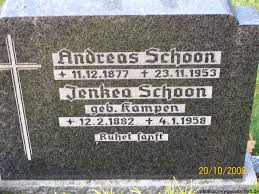 Grab von Andreas Schoon (11.12.1877-23.11.1953), Friedhof ...