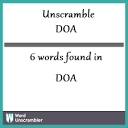 Unscramble DOA - Unscrambled 6 words from letters in DOA