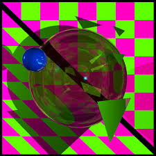 Image result for sphere checkered plane raytrace