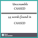 Unscramble CAASED - Unscrambled 44 words from letters in CAASED