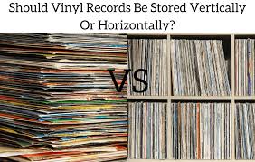 Vinyl records stored vertically