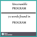 Unscramble PROGRAM - Unscrambled 72 words from letters in PROGRAM