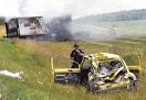 Semi Bursts into Flames after Chain Reaction Truck Accident in ...