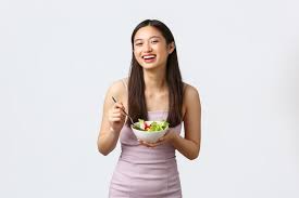 Image result for women eating salad and smiling