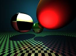 Image result for sphere checkered plane raytrace