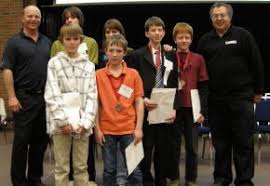 Back row (l-r): John Sagman, executive committee of CIMM \u0026amp; P, Johnathan Belisle, Manon BÃ©langer, Colin Roos, Tyler Landry and John Breau, Vale Inco. - ScienceFair