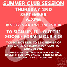 Image result for Warwick Badminton Club