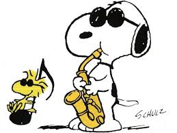 Snoopy playing saxophone