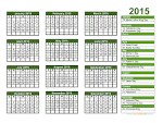 2015 Calendar - Blank Printable Calendar Template in PDF Word Excel