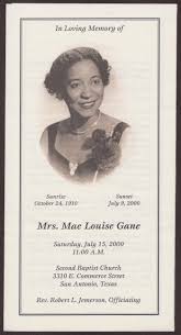 Funeral Program for Mae Louise Gane, July 15, 2000], Sequence: 1 ... - med_res