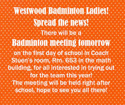 Image result for Westwood Badminton Club
