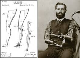 Left, one of James Hanger\u0026#39;s early patents from 1891 shows his novel hinged mechanism. Image courtesy Hanger.com. Right, Samuel Decker was another veteran ... - hange-decker