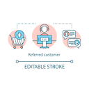 Referred customer concept icon. Referral marketing tools idea thin ...