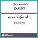 Unscramble EASIEST - Unscrambled 97 words from letters in EASIEST