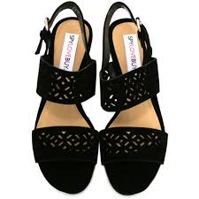 Black Suede Style Demi Wedge Sandals | Buy Black Suede Style Demi ...