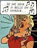 La Castafiore singing l'Air des Bijoux dans l'album Tintin et la Castafiore