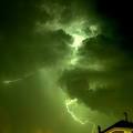 The sky turned pale green (a