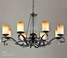 Wholesale Modern Traditional Black Wrought Iron Glass Chandelier ...