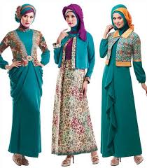 15 Gambar Baju Gamis Muslim Brokat Terbaru 2015