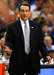 Head coach Mike KRZYZEWSKI of the Duke Blue Devils questions a ...