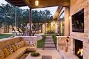 Corner Sofa Furniture Sets and Modern TV and Fireplace in Outdoor ...