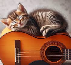 Image result for Cat sleeping in guitar