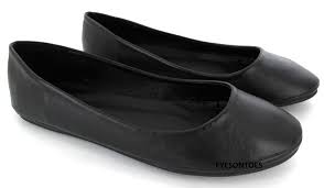 Ladies Flat Ballet Ballerina Pumps Plain Womans Work School Dolly ...