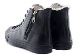All Black Converse Leather Velvet Winter Side Zip Chuck Taylor All ...