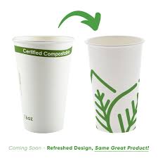 16 oz. White Compostable Cup PLA Lined - PrimeWare