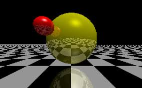 Image result for sphere checkered plane raytrace