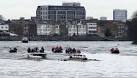 Level with Chiswick Eyot, the Dark Blues of Oxford lead, but Cambridge are - via Daymix