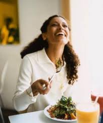 Image result for women eating salad and smiling