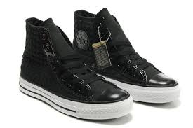 Black Converse All Star High Top With Leather Edge Canvas Shoes ...
