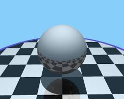 Image result for sphere checkered plane raytrace