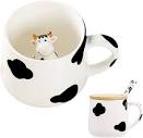 Amazon.com | BigNoseDeer Cute Ceramic Cow Mug with 3D Cow Inside ...