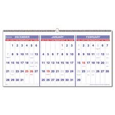 three month wall calendar