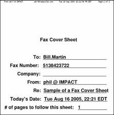 fax cover sheet sample