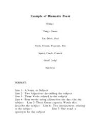 diamante poem examples