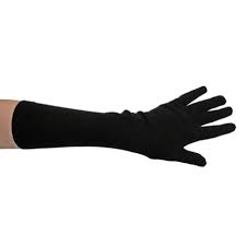 elbow length black gloves