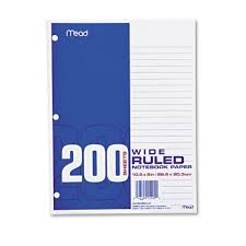 wide ruled filler paper