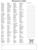 printable grocery list