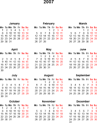 english calendar