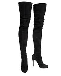 black suede thigh high boot