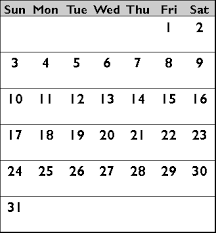 july calendar