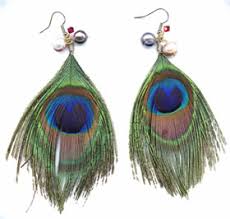 peacock feathers earrings