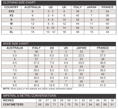 clothing size chart