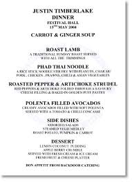 sample menus